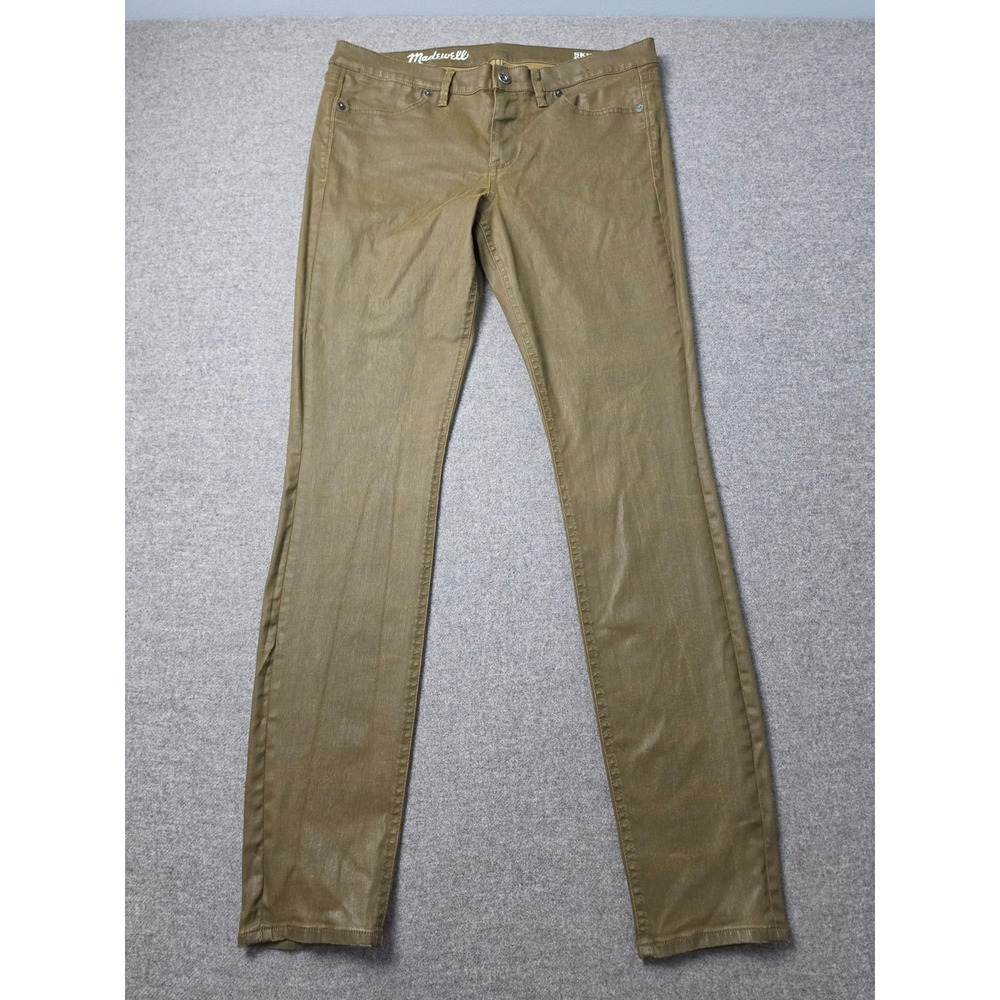 Madewell Jeans Mens 32x32 Olive Green Coated Denim Stretch 5-Pocket Skinny Leg
